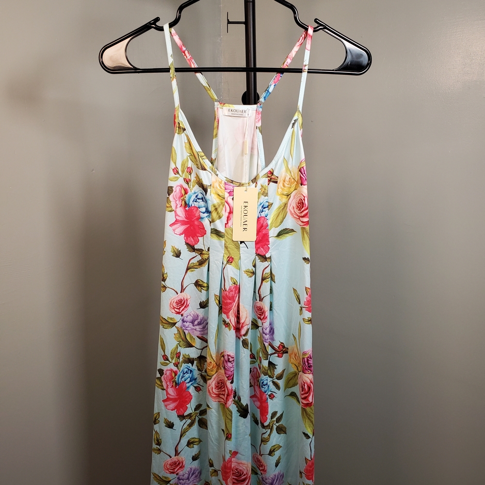 Floral Chemise with Pink, Blue, and Green Accents